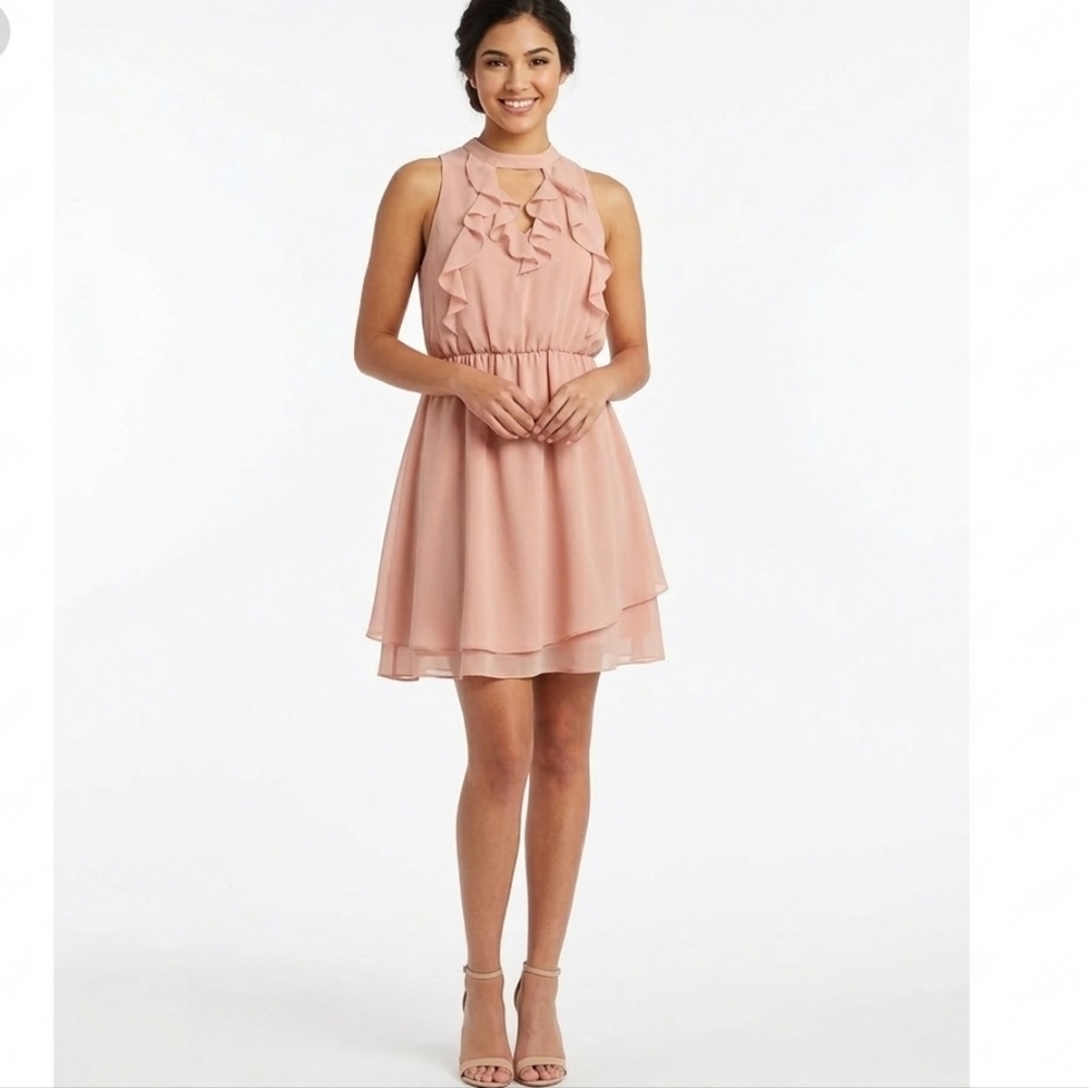 Pretty Blush Pink Ruffle Dress EUC - Picture 11 of 12